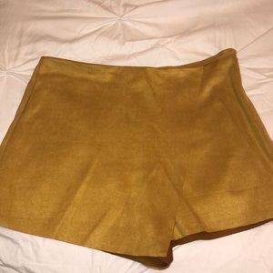 Mustard Yellow Suede Skort